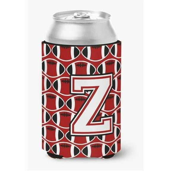 Letter Z Football Cardinal & White Can or Bottle Hugger