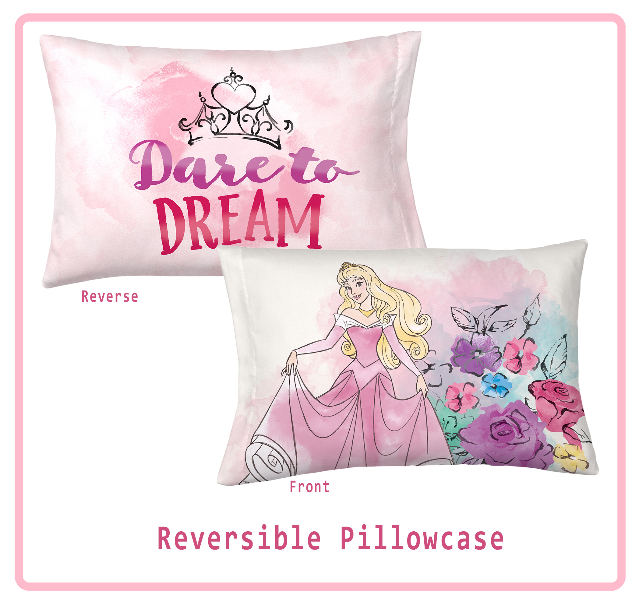 Disney Princess Kids Twin Sheet Set, Pink and White