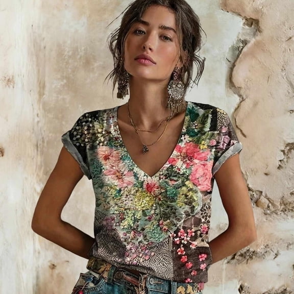 MAIHAN Women's Polo Shirts Soft Basic Tees Graphic Loose Tees Summer T Shirt Crew Neck T Shirts for Women