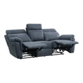 thumbnail image 3 of Cliff 85 Inch Manual Reclining Sofa- Blue Microfiber- Solid Wood- Metal, 3 of 6