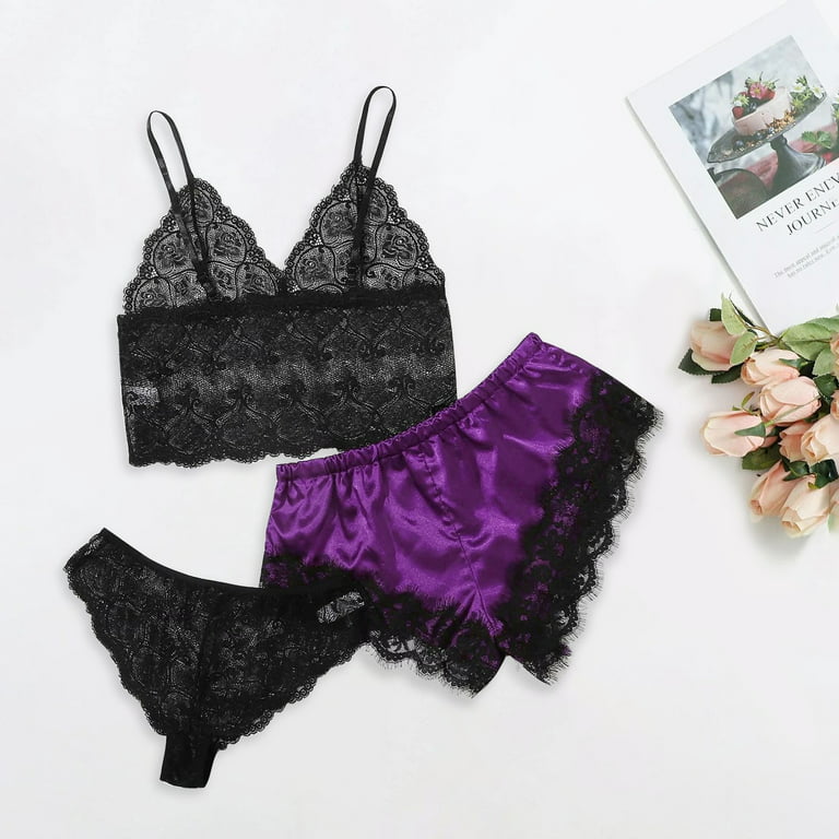 GuessLookry 2023 Great Womens New Sexy Lace Lingerie Silk Underwear  Sleepwear Underwear Pajamas Satin Valentine Gift 