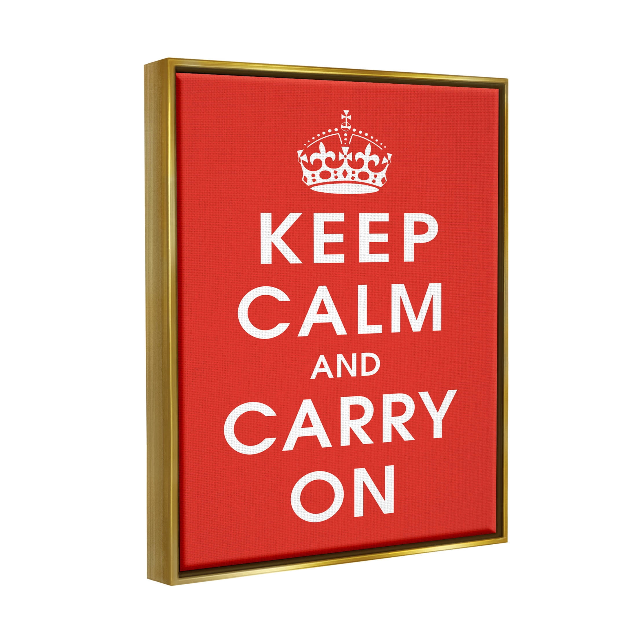 Keep Calm And Carry On Red Phrase Inspirational Graphic Art Metallic Gold Framed Art Print Wall Art