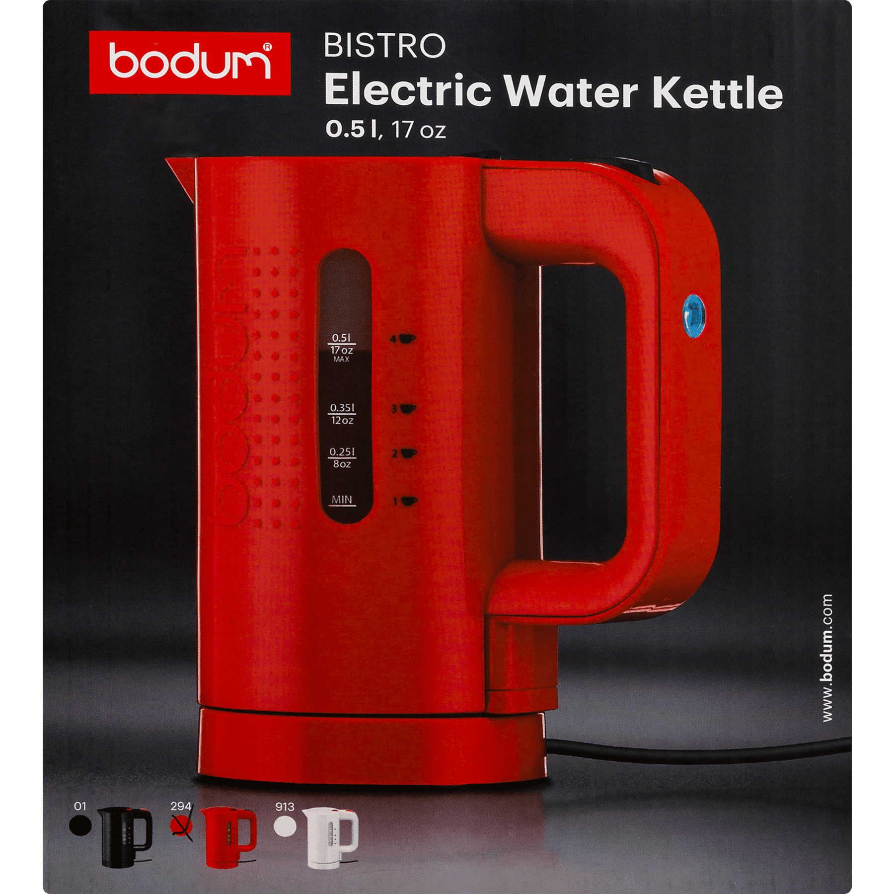 Bodum Bistro Electric Water Kettle, 0.5 L, 17 oz Black