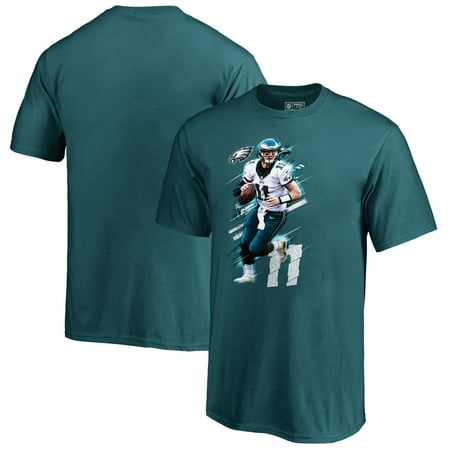 Carson Wentz Philadelphia Eagles NFL Pro Line by Fanatics Branded Youth Fade Away Player T-Shirt - Midnight Green - Yth XL