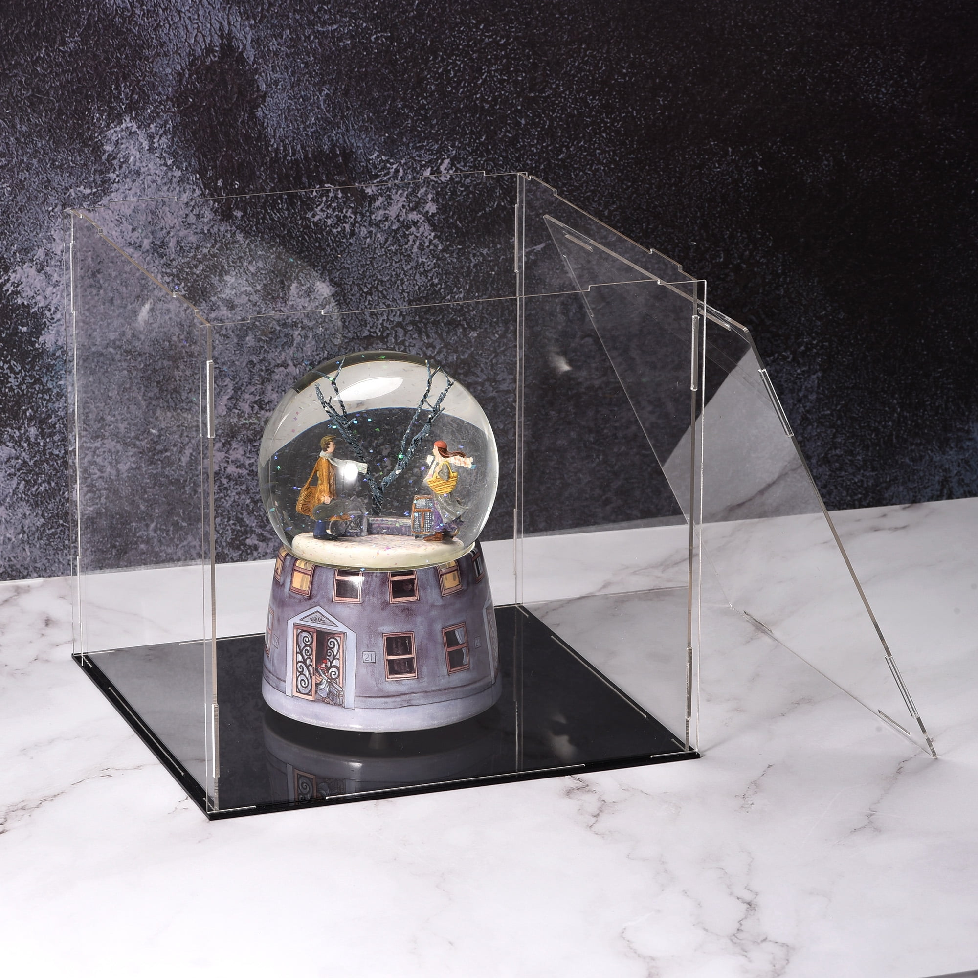 TOP-VIGOR Vitrine Transparente en Acrylique – 20 x 20 x 30cm Boîte De Protection Anti-Poussière À Assembler – Cube D'Exposition pour Figurines Jouets Objets De Collection Rangement Maison