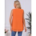 thumbnail image 5 of DARING DIVA Women's Chiffon Blouse V Neck Sleeveless Double Layer Flowy Top M Orange Red, 5 of 7