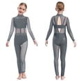 thumbnail image 6 of inlzdz Kids Girls Sparkly Rhinestone Full Body Dance Unitards Figure Skating Jumpsuit Gymnastic Dancewear Grey 6, 6 of 6