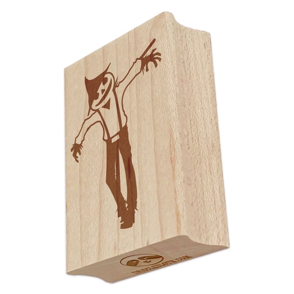 Jack-O-Lantern Scarecrow Pumpkin Halloween Rectangle Rubber Stamp Stamping Scrapbooking Crafting - Small 1.7in