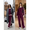 thumbnail image 6 of SHEWIN Womens Sweatsuits 2 Piece Set Fleece Lined Outfits Crew Neck Colorblock Long Sleeve Sweatshirt Jogger Pants Tracksuit Set with Pockets, 6 of 7