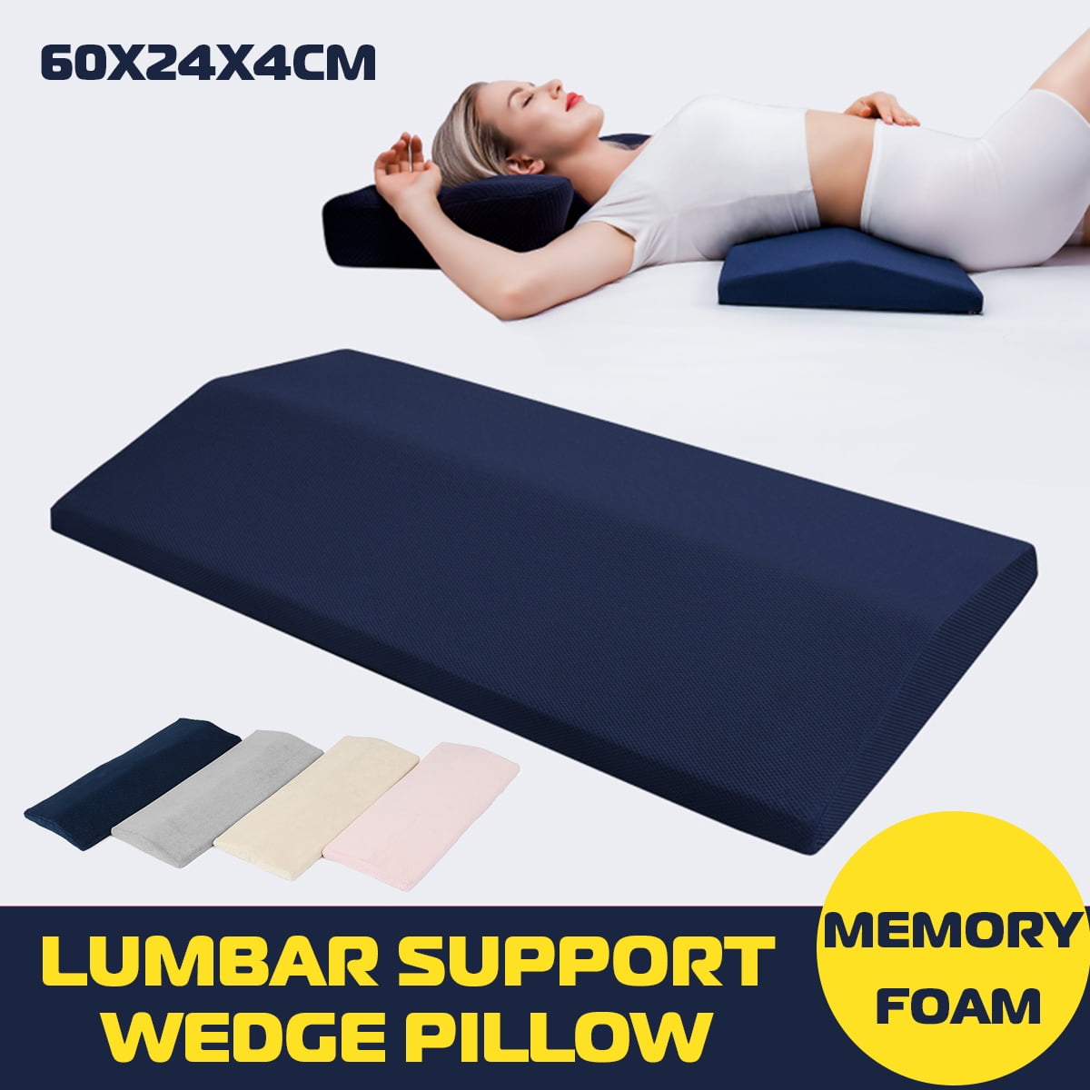 Lumbar Support Wedge Memory Pillow Bed Cushion for Sleep Lower Back Pain