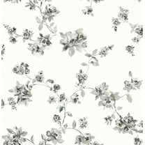 Chesapeake Cyrus Black Festive Floral Unpasted Non Woven Wallpaper, 20.5-in by 33-ft, 56.4 sq. ft.