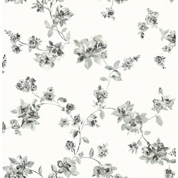 Chesapeake Cyrus Black Festive Floral Unpasted Non Woven Wallpaper, 20.5-in by 33-ft, 56.4 sq. ft.