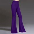 thumbnail image 2 of Jxximdong Leggings for Women Retro Hippie High Waisted Wide Leg With Pockets Long Flare Pants High Waisted Yoga Pants Purple M Yoga Pants, 2 of 5
