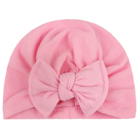 Newborn Baby Solid Hat Beanie Bow Head Hair Headwear Accessories