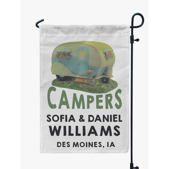 Printtoo White Campers Retro Camp Trailer Personalized Camping Flags For Campers Double Sided CampsiteFlagOutdoor GardenFlags