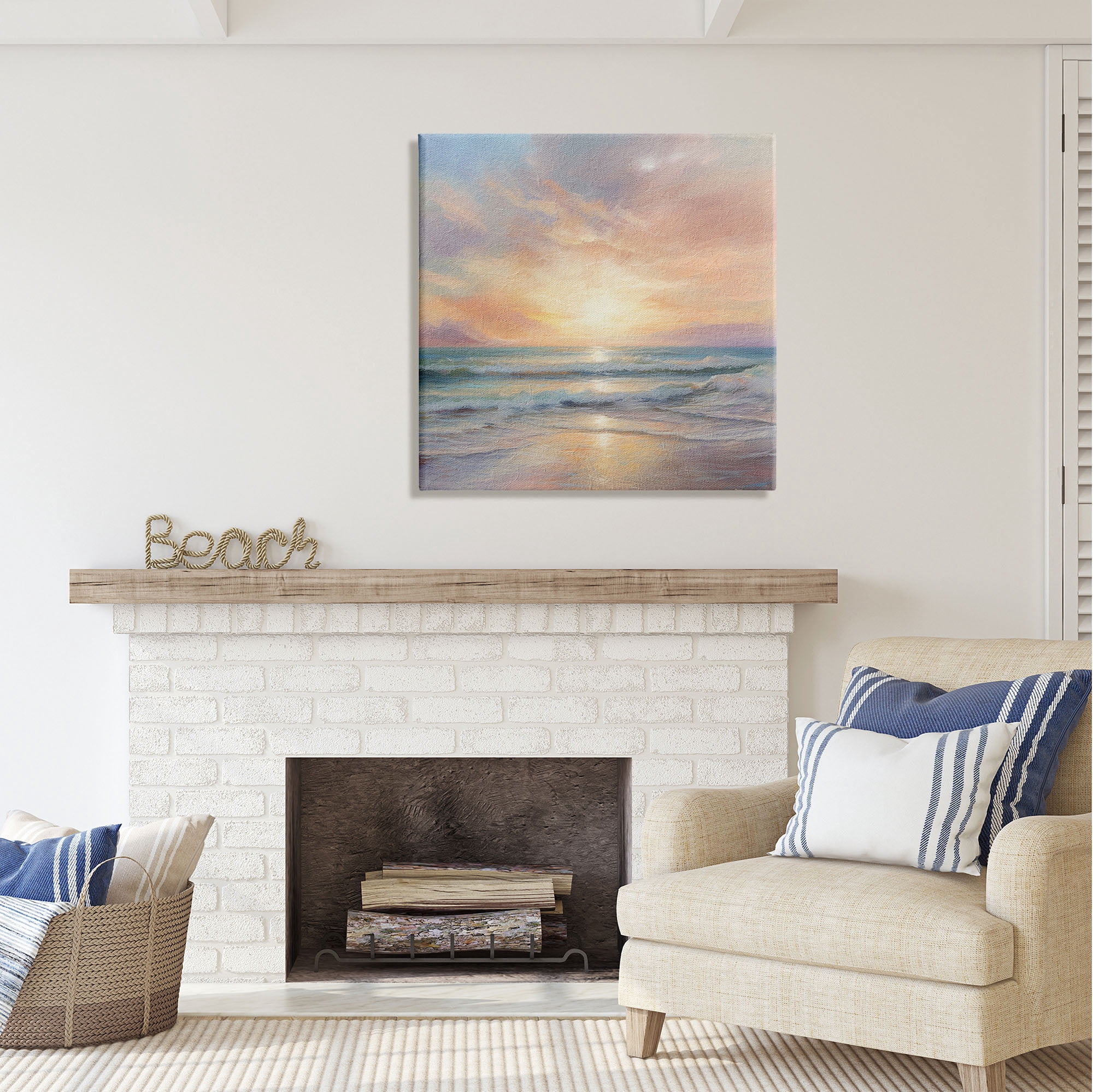 Stupell Industries Coastal Sunset Reflection Nature Painting Gallery Wrapped Canvas Print Wall Art, 30 x 30