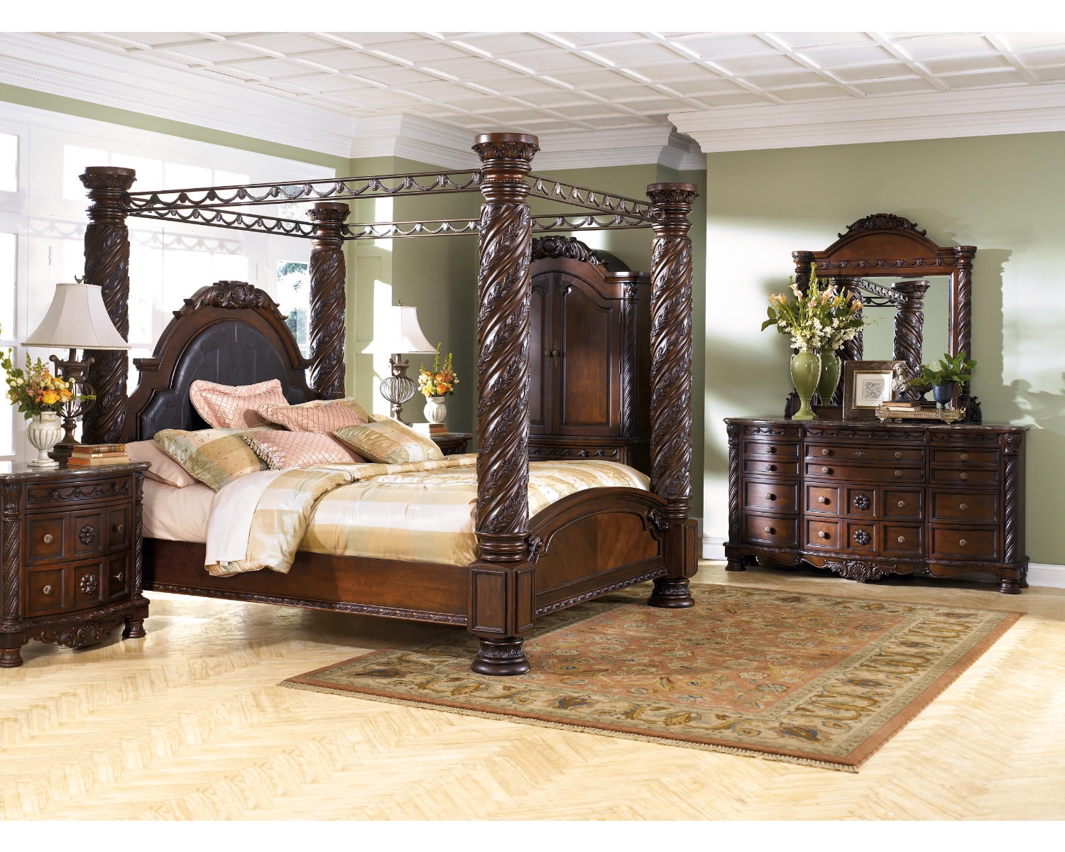 Ashley Signature North Shore 3-Drawer Nightstand with Marble Top 