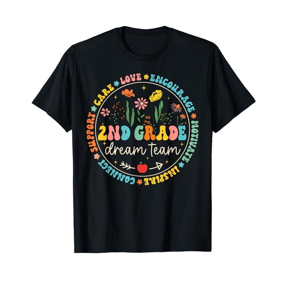 2nd Grade Dream Team Back to School Care Love Floral T-Shirt