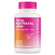 Pink Stork Total Postnatal Vitamins with DHA, Zinc, Vitamin B6, B12, Postpartum Dietary Supplements, 60ct