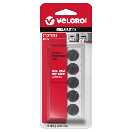 VELCRO Brand Sticky Back - 5/8" Coins, 15 Sets - Black