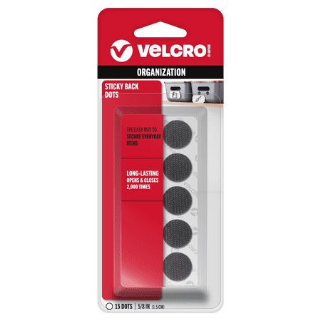 VELCRO Brand Sticky Back - 5/8" Coins, 15 Sets - Black