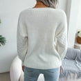 thumbnail image 4 of Women Knit Sweater Lantern Sleeve Round Neck Soft Breathable Loose Fit Lady Casual Top for Autumn Winter White M, 4 of 6
