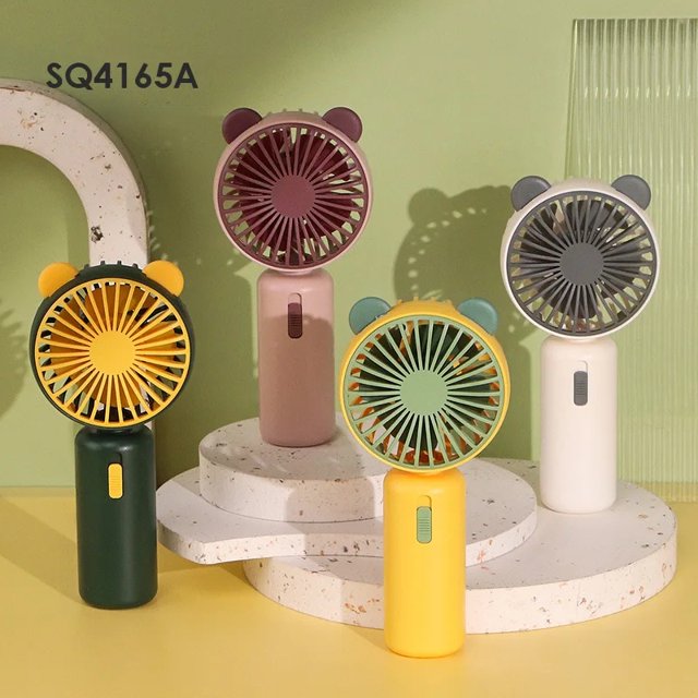 Mini ventilador de escritorio portátil para exteriores, diseño de dibujos animados, Material plástico, logotipo personalizable, regalo para estudiantes y niños