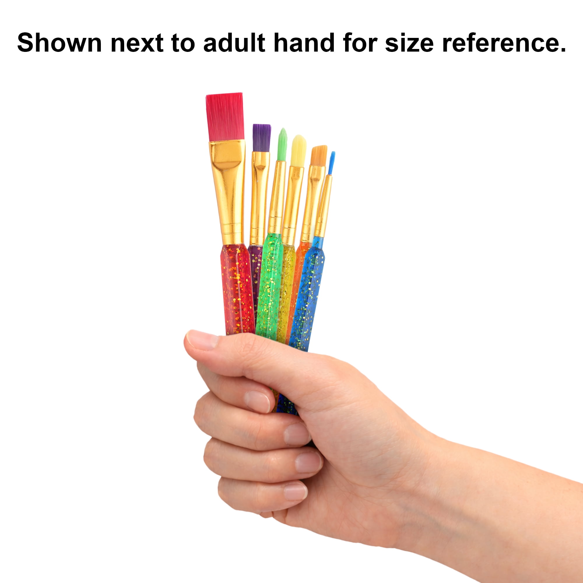 Hello Hobby Assorted Shape Synthetic Bristle Art Brush Set with Triangle Handle, 6 Pieces