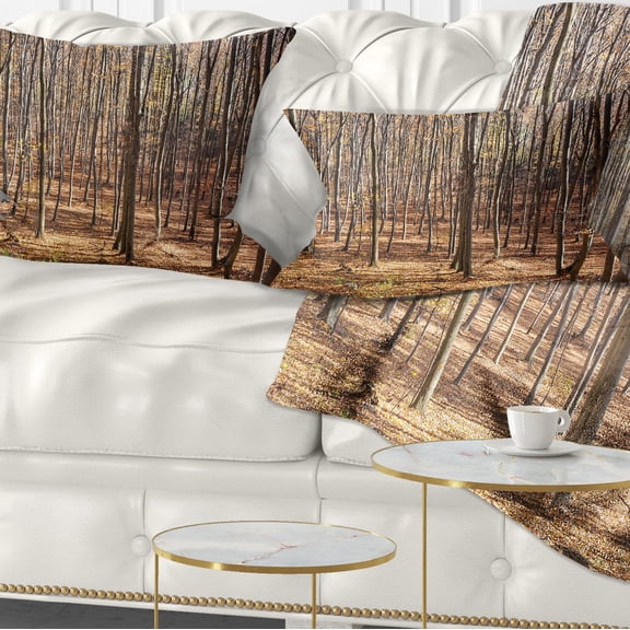 Designart Thick Carpathian Deciduous Forest - Forest Throw Pillow - 12x20