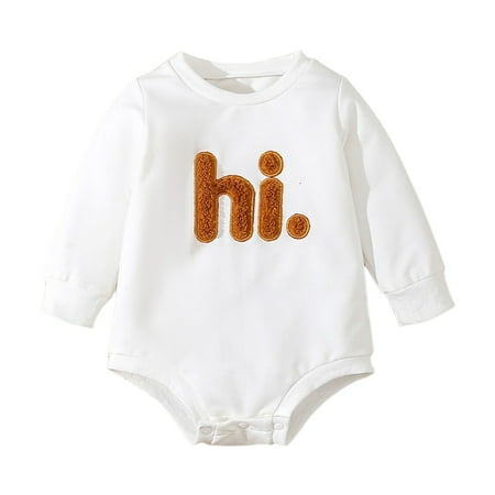 

Kids Overalls Baby Boys Girls Long Sleeve Letter Prints Embroidery Romper Bodysuits Jumpsuit Clothes White 0-3 Months Summer Cowboy Outfits