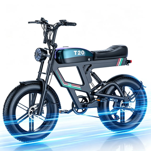 AZHAR S9 750W Electric Bike, 48V20Ah 20 mph Battery up to 65 Miles , 20-inch Fat Tire Full Suspension, off-Road Dirt Mountain Bike Class 2 UL2849