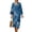Blue Tie-dye Geometric, variant on Aztec Tribe Geometric Print Women Linen Dresses 3/4 Sleeve V Neck Loose Dress for Women Casual A-Line Midi Beach Dress for Spring Summer S