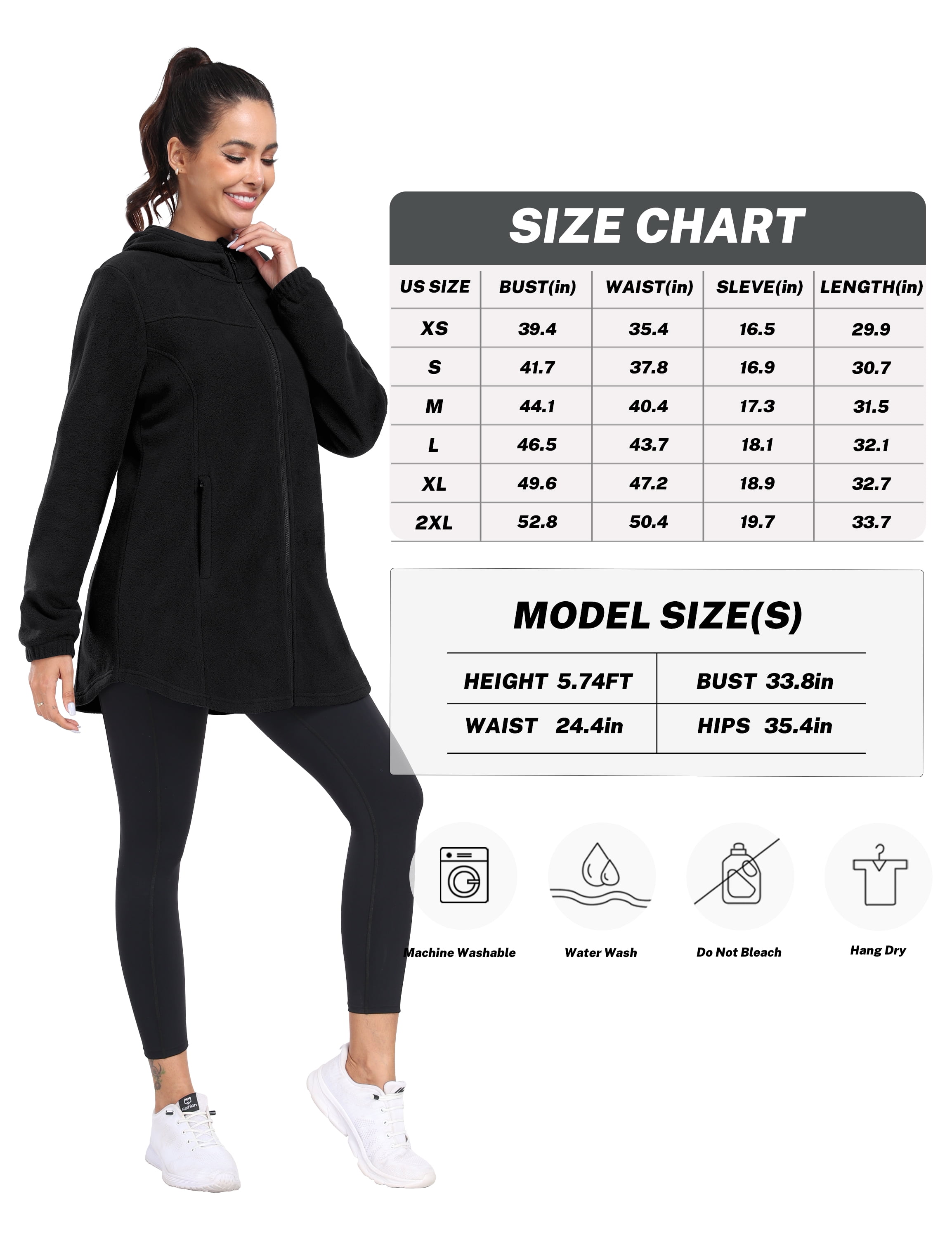 YIRUIYA Women's Polar Fleece Hooded Jacket Full Zip Outwear with Pockets