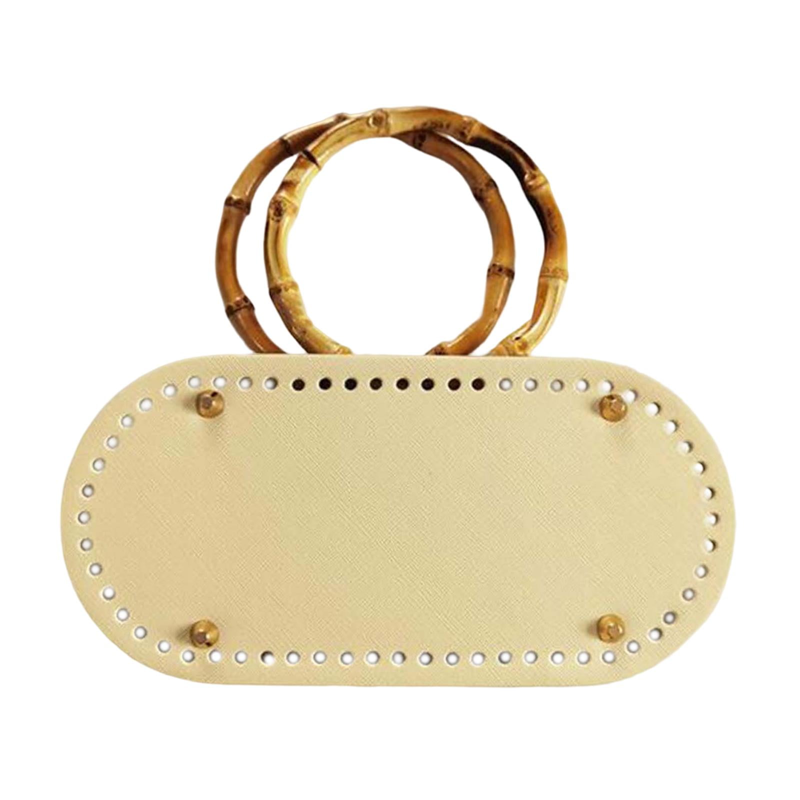 DIY Crochet Bag Bottom with Round Bamboo Handles Oval Pad Bag Insert Cushion Purse Bottom Base