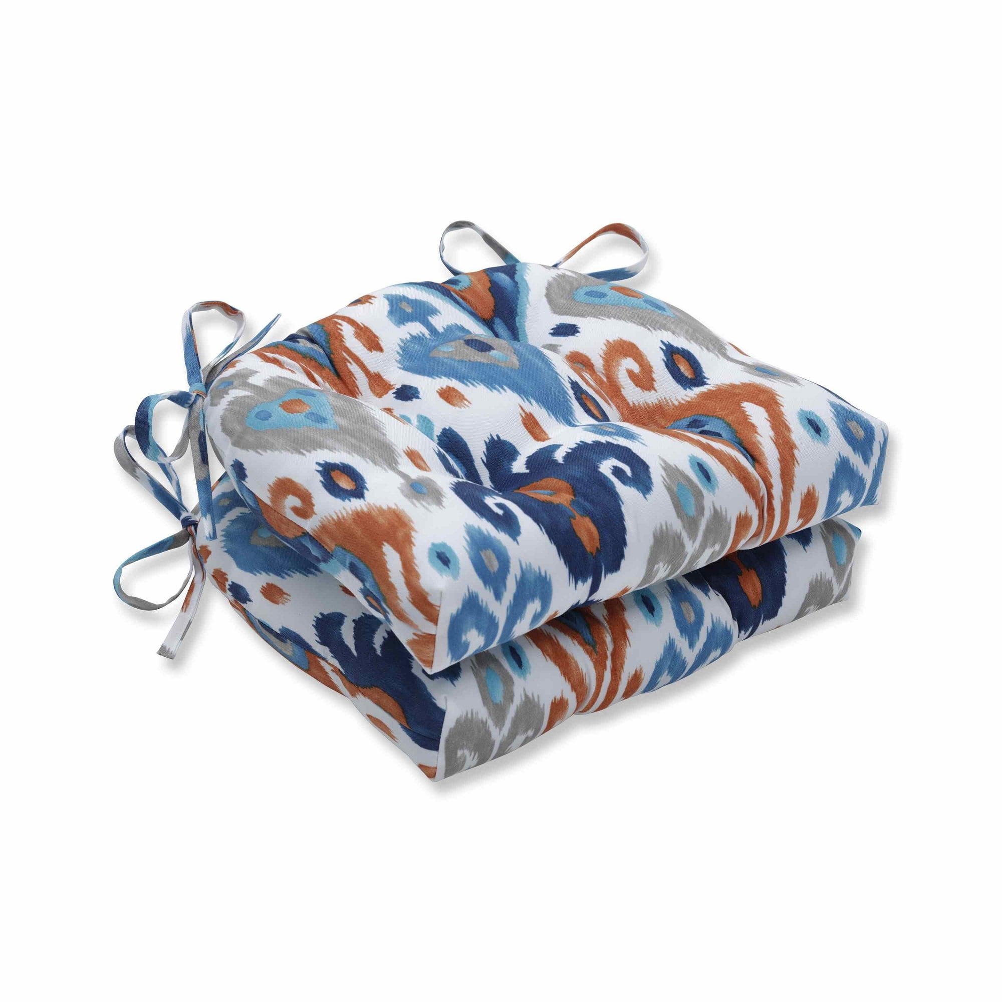 Set of 2 Vibrantly Colored Ikat Pattern Outdoor Patio Reversible Chair