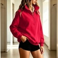 thumbnail image 4 of Vivianyo HD Women's Half Zip Stand Collar Sweatshirt, Oversized Long Sleeve Pullover, Fall Warm Fleece Top for Home Relaxation and Park Trips, Sizes S-3XL, 4 of 6
