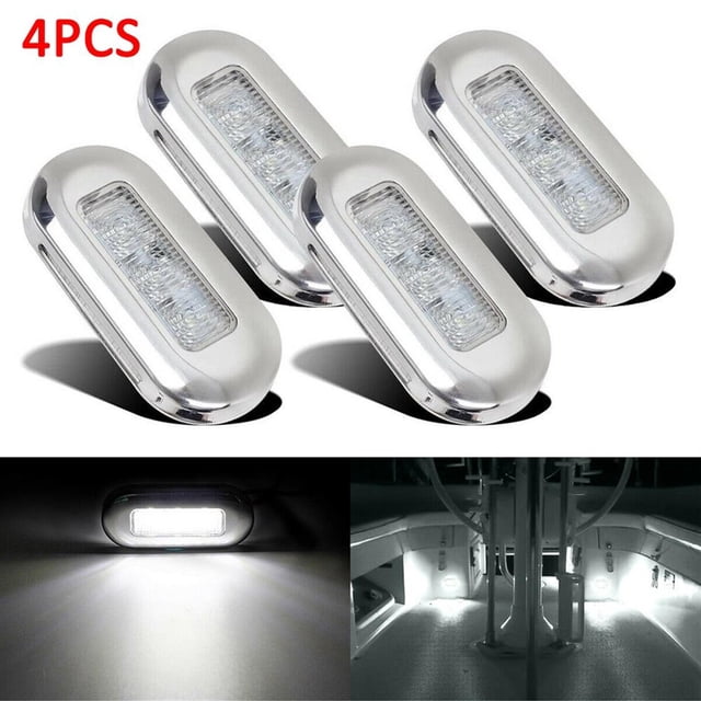 4Pcs Marker Light 3 LED Boat Marine Grade 12V Large Waterproof LED Courtesy Lights Stair Deck Turn Signal Lighting ,High Bright