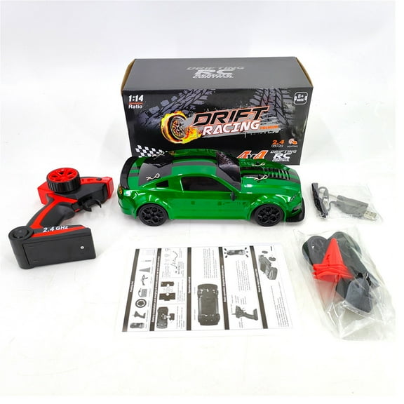 20KM/H RC Drift Car, 1/14 Scale 2.4G 4WD RC Racing Car with LED Lights, RC Racing Toy for Hobbyist