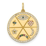 Auriga Fine Jewelry 10K Yellow Gold Polished Colorful CZ Good Luck Medallion Charm for Women (L - 0.93 inch, W - 18.5 inch)