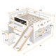 Full Size Loft Bed with Desk and Slide for Kids, Wooden Low Full Loft Bed Frame with Blackboard and Chair for Kids Boys Girls, Open Cabinets and Built-in Staircase Design, White - image 7 of 7