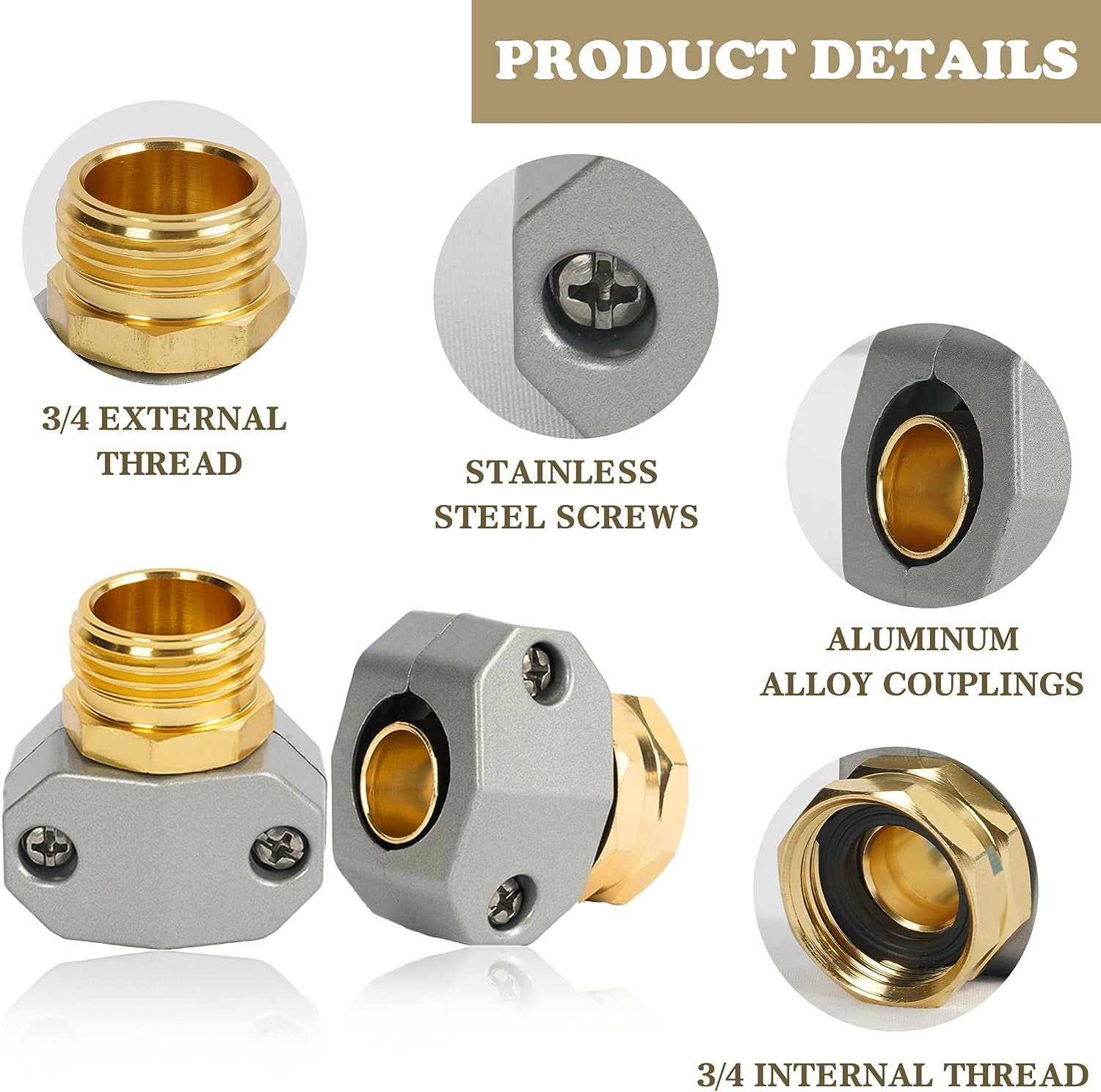 Garden Hose Aluminum Repair Kit Quick Connect Release Fittings Bundle