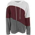 thumbnail image 2 of Patlollav Womens Stripe Print Hooded Long Sleeve Tops Sweatshirt Wine XXL, 2 of 6