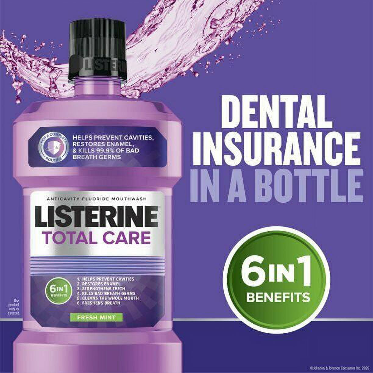 Listerine Mouthwash, Total Care Zero Alcohol Fresh Mint, 16.9 oz - Case of 6