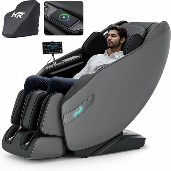 3D Massage Chair Full Body Recliner - Zero Gravity, Heat,12 Auto-Massage Modes , Shiatsu , 55" SL-Track, 28 Airbags, Foot Rollers (Black)