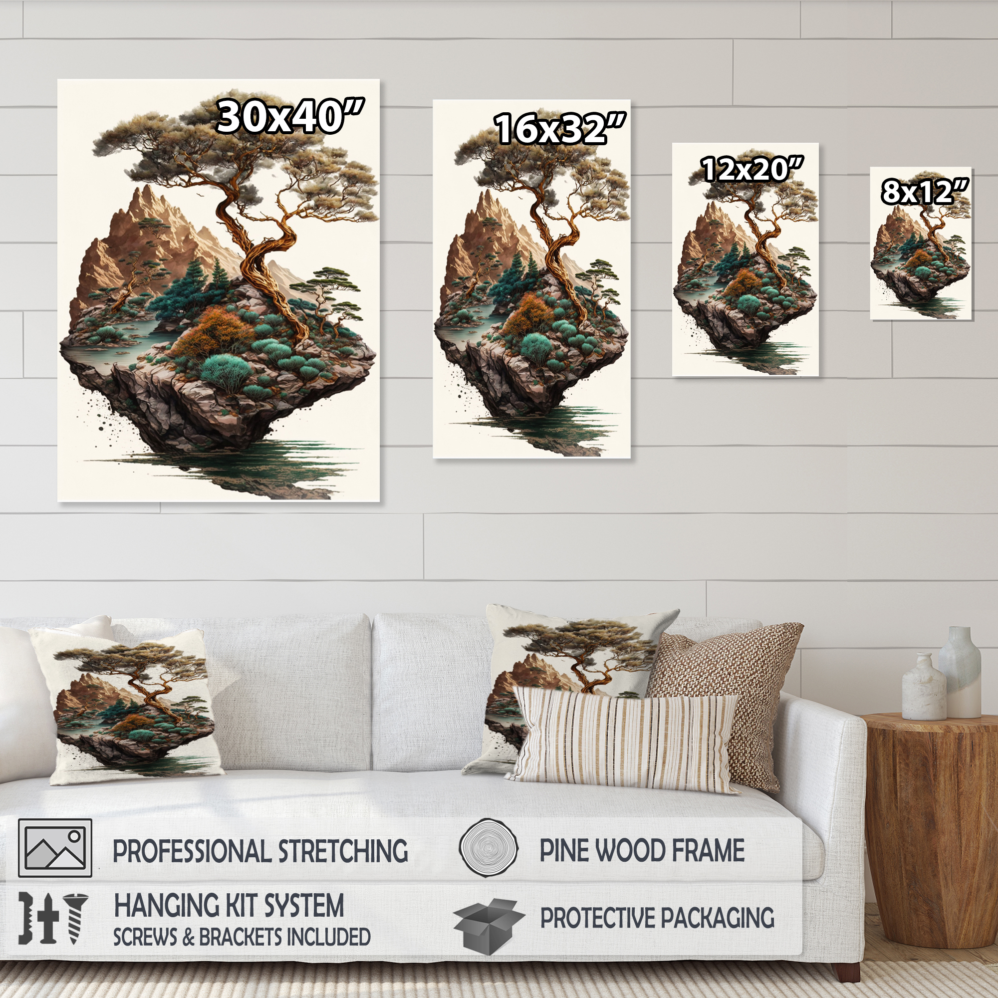 Designart Bonsai Tree On A Rock II Canvas Wall Art