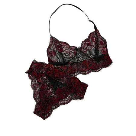 

YDKZYMD Women S 2 Pieces Teddy Lingerie Babydoll Set V Neck Scalloped Trim Bra And Panty Underwear Sheer Sexy Bodysuit Chemise With Floral Lace Set