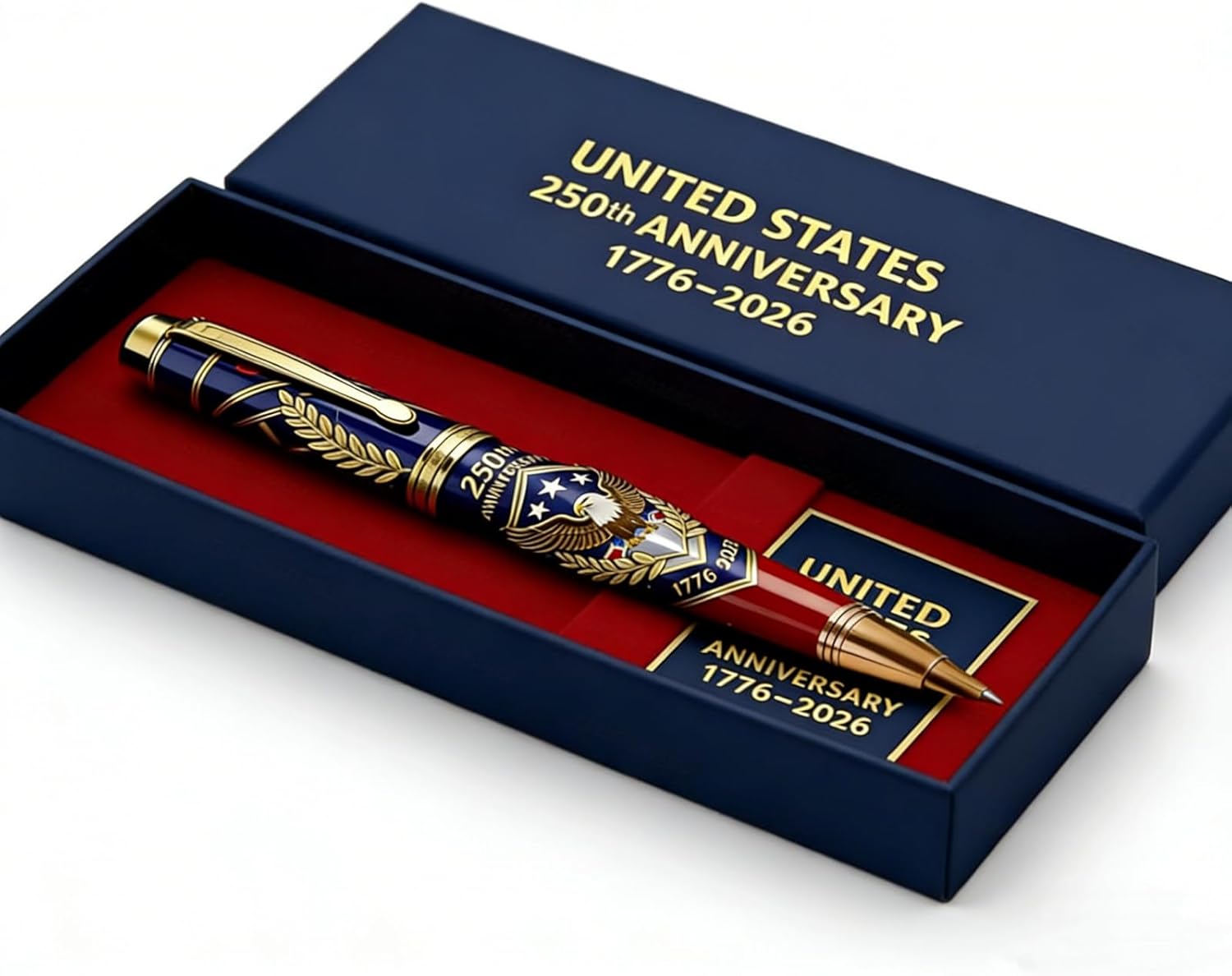 250th Anniversary Commemorative Ballpoint Pen Patriotic Gift, 250th Anniversary Pen with Box, 4th of July Souvenir Independence Memorial Day Office Party Supplies