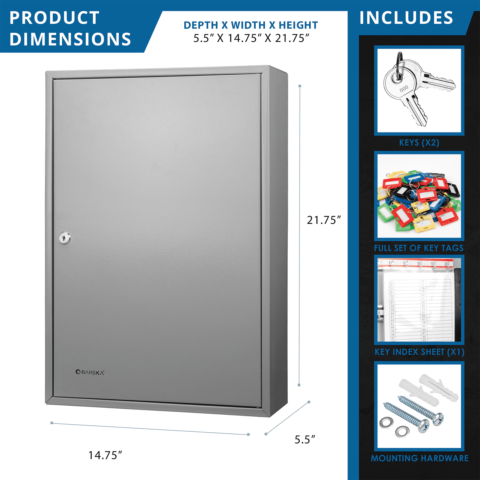 Vacmaster 150-Position key cabinet lock box – Solid Steel Key Cabinet Wall-Mount Organizer,Key Organizer Key Safe for Home Office Garage Rental Business,with Numbered Hooks, Color Tags