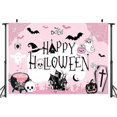 thumbnail image 3 of 75FT Pink Halloween Backdrops for Photography Scary Skeleton Pumpkin Halloween Photo Booth Ghost Bat Spider Cemetery Banner, 3 of 4