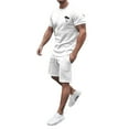 thumbnail image 2 of Men's Spring Summer 2-Piece Outfit, Casual Muscle Fit Short Sleeve Tee and Classic Fit Sport Shorts, Lightweight Tracksuit For Sports and Leisure,White,XL, 2 of 6